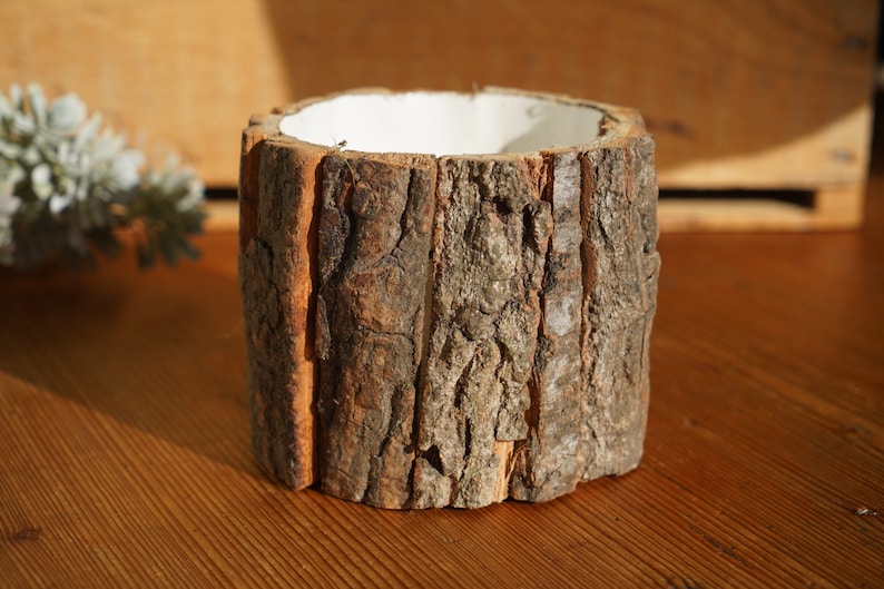 Wood Bark Faux Planter Decor, Decorative Divider