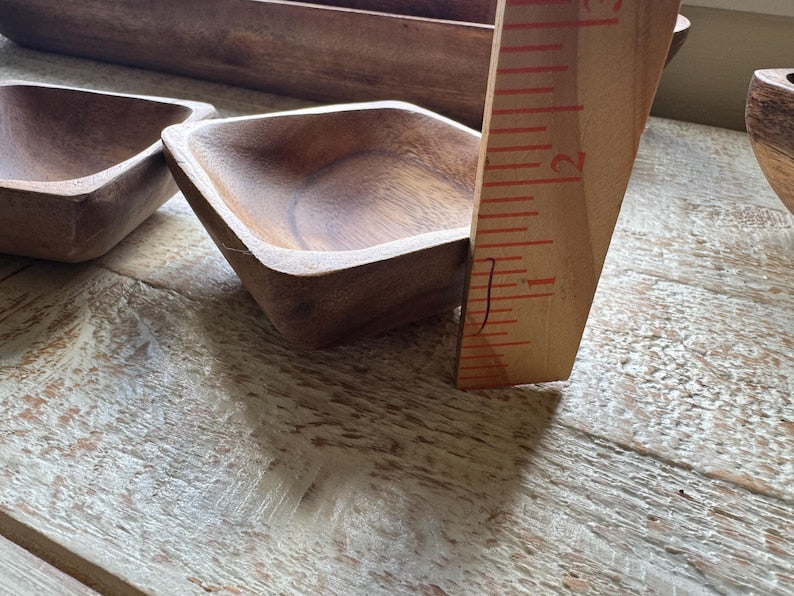 Mini Wood Bowl, Mini Square Acacia wood bowl