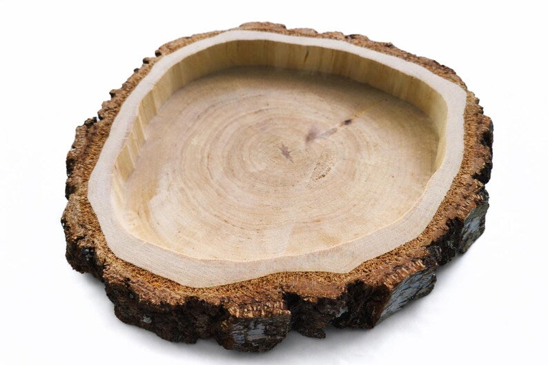 Birch Wood Bowl 20–24 cm – Rustic Wooden Tray Natural Wood Centerpiece Handmade Decor
