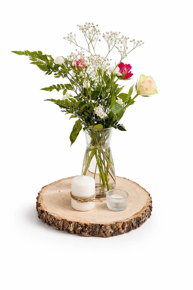 Large Birch Wood Serving Tray – Rustic Wooden Snack Tray with 2 Sections Natural Wood Organizer 20–24 cm