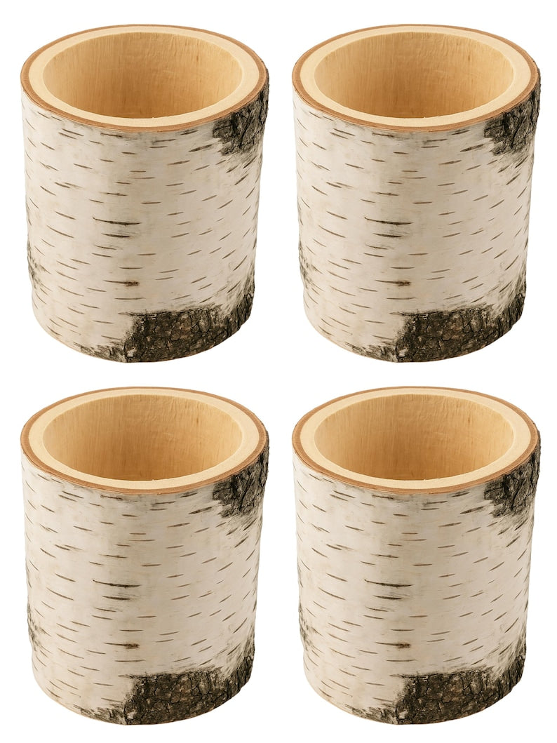 Birch Wood Planter – Natural Wooden Flower Pot Rustic Decor (8 cm / 12 cm) Handmade Wood Cup