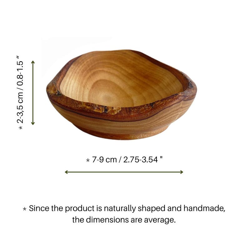 Olive Wood Rustic Mini Bowls, Wooden Live Edge Mini Plates